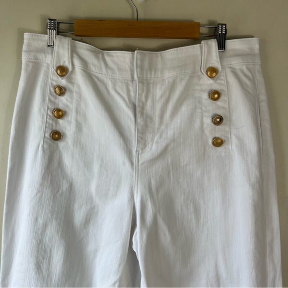 Talbots COTTON SLUB SAILOR CROP Wide Leg  PANTS Size 14 White Costal Preppy - Picture 8 of 15